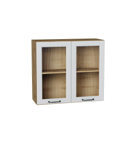 Шкаф верхний с 2-мя остекленными дверцами Ницца, цвет: Blanco