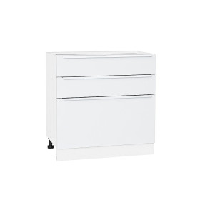 Шкаф нижний с 3-мя ящиками Фьюжн, цвет: Silky White