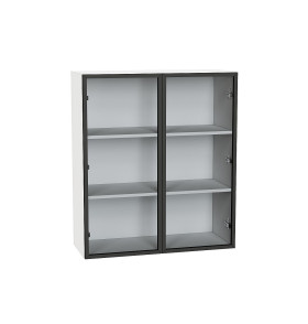 Шкаф верхний с 2-мя остекленными дверцами, цвет: Черный