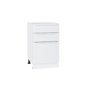 Шкаф нижний с 3-мя ящиками Фьюжн, цвет: Silky White