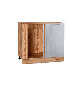 Шкаф нижний угловой Валерия-М, цвет: Серый металлик дождь светлый