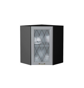 Шкаф верхний угловой остекленный Ницца, цвет: Графит