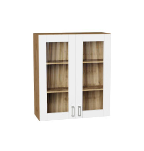 Шкаф верхний с 2-мя остекленными дверцами Лофт, цвет: White Silk