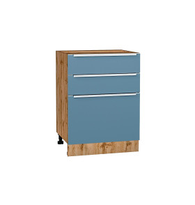 Шкаф нижний с 3-мя ящиками Фьюжн, цвет: Silky Blue