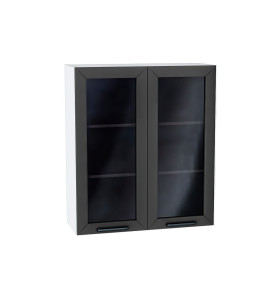 Шкаф верхний с 2-мя остекленными дверцами Глетчер, цвет: Маренго Силк