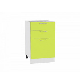 Шкаф нижний с 3-мя ящиками Валерия-М, цвет: Лайм глянец