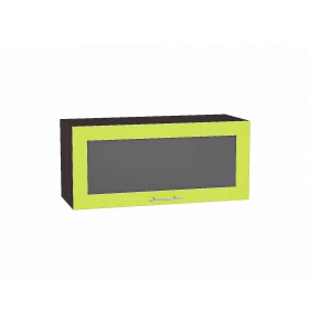 Шкаф верхний горизонтальный остекленный Валерия-М, цвет: Лайм глянец