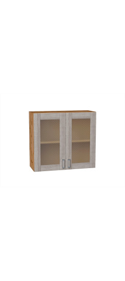 Шкаф верхний с 2-мя остекленными дверцами Лофт, цвет: Cappuccino Veralinga | Эко Шпон — структурный материал с защитным слоем оверлея (Южная Корея). Отличается высокой стойкостью к истиранию и механическим повреждениям. Репродукция натуральных материалов 