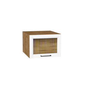 Шкаф верхний горизонтальный остекленный глубокий Сканди, цвет: White Silkwood