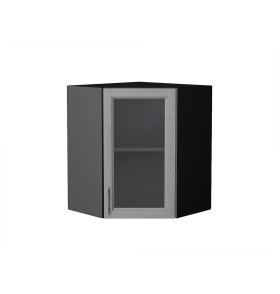 Шкаф верхний угловой остекленный Сканди, цвет: Grey Softwood