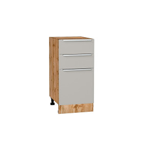 Шкаф нижний с 3-мя ящиками Фьюжн, цвет: Silky Light Grey