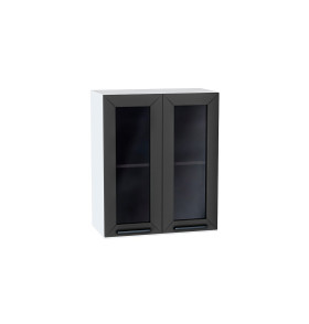 Шкаф верхний с 2-мя остекленными дверцами Глетчер, цвет: Маренго Силк