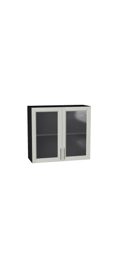 Шкаф верхний с 2-мя остекленными дверцами Сканди, цвет: Cappuccino Softwood | Эко Шпон с уникальным покрытием «Soft-touch» и защитным лаком (Япония)., Cappuccino Softwood