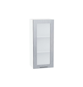 Шкаф верхний с 1-ой остекленной дверцей Валерия-М, цвет: Серый металлик дождь светлый