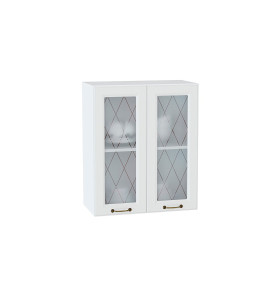 Шкаф верхний с 2-мя остекленными дверцами Ницца, цвет: Белый