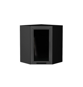 Шкаф верхний угловой остекленный Глетчер, цвет: Маренго Силк