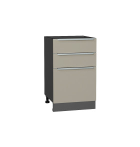 Шкаф нижний с 3-мя ящиками Фьюжн, цвет: Silky Grey