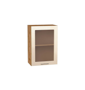 Шкаф верхний с 1-ой остекленной дверцей Валерия-М, цвет: Бежевый металлик