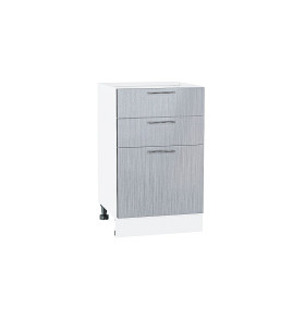 Шкаф нижний с 3-мя ящиками Валерия-М, цвет: Серый металлик дождь светлый