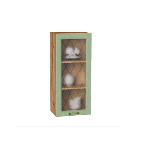 Шкаф верхний с 1-ой остекленной дверцей Ницца, цвет: Дуб оливковый