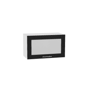 Шкаф верхний горизонтальный остекленный глубокий Валерия-М, цвет: Черный металлик