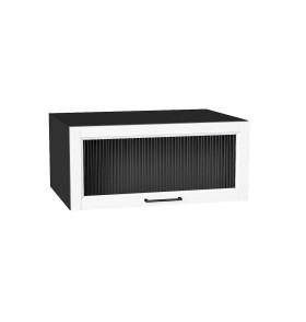 Шкаф верхний горизонтальный остекленный глубокий Сканди, цвет: White Silkwood