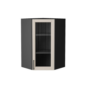 Шкаф верхний угловой остекленный Сканди, цвет: Cream Silkwood