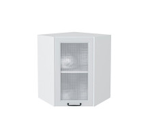 Шкаф верхний угловой остекленный Ницца, цвет: Blanco