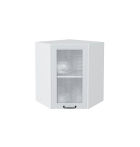 Шкаф верхний угловой остекленный Ницца, цвет: Blanco