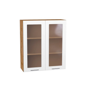 Шкаф верхний с 2-мя остекленными дверцами Валерия-М, цвет: Белый металлик