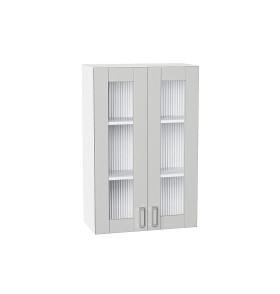 Шкаф верхний с 2-мя остекленными дверцами Лофт, цвет: Grey Silk