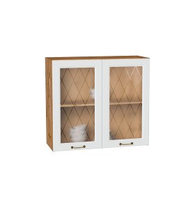 Шкаф верхний с 2-мя остекленными дверцами Ницца, цвет: Белый