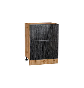 Шкаф нижний с 2-мя ящиками Валерия-М, цвет: Черный металлик дождь