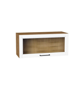 Шкаф верхний горизонтальный остекленный Сканди, цвет: White Silkwood