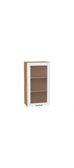 Шкаф верхний с 1-ой остекленной дверцей Флэт Плюс, цвет: White In 2S | ЛДСП/Стекло, White In 2S