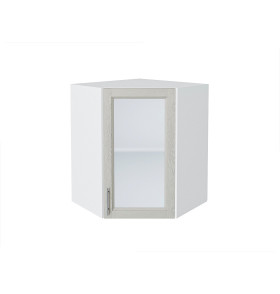 Шкаф верхний угловой остекленный Сканди, цвет: Cappuccino Softwood