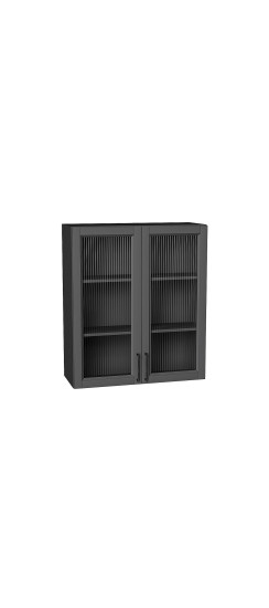 Шкаф верхний с 2-мя остекленными дверцами Сканди, цвет: Stormy Silkwood | ПЭТ, Stormy Silkwood