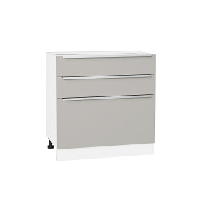 Шкаф нижний с 3-мя ящиками Фьюжн, цвет: Silky Light Grey