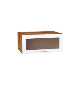 Шкаф верхний горизонтальный остекленный глубокий Валерия-М, цвет: Белый глянец