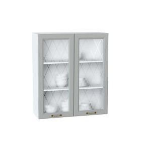 Шкаф верхний с 2-мя остекленными дверцами Ницца, цвет: Графит