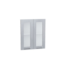 Комплект фасадов Валерия-М со стеклом для каркаса Ф-45 В600, цвет: Серый металлик дождь светлый