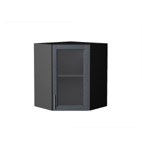 Шкаф верхний угловой остекленный Сканди, цвет: Graphite Softwood