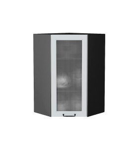 Шкаф верхний угловой остекленный Ницца, цвет: Blanco