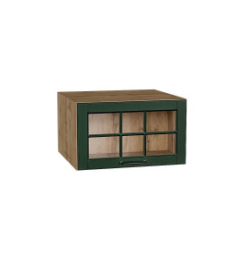 Шкаф верхний горизонтальный остекленный глубокий Дублин, цвет: Special Green