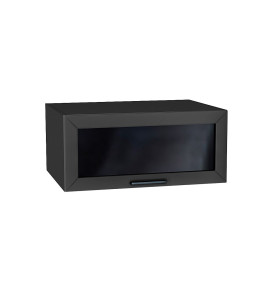 Шкаф верхний горизонтальный остекленный глубокий Глетчер, цвет: Маренго Силк