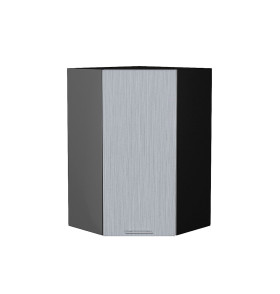 Шкаф верхний угловой Валерия-М, цвет: Серый металлик дождь светлый