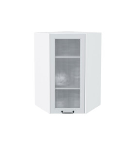 Шкаф верхний угловой остекленный Ницца, цвет: Blanco