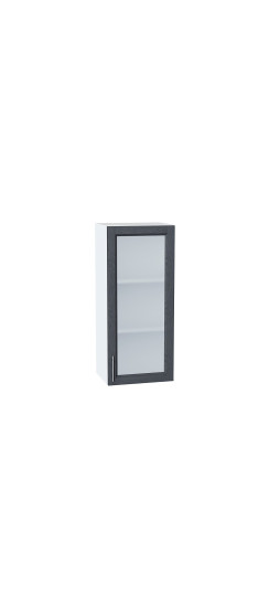 Шкаф верхний с 1-ой остекленной дверцей Сканди, цвет: Graphite Softwood | Эко Шпон с уникальным покрытием «Soft-touch» и защитным лаком (Япония)., Graphite Softwood