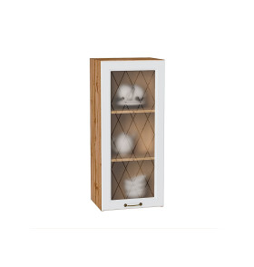 Шкаф верхний с 1-ой остекленной дверцей Ницца, цвет: Белый