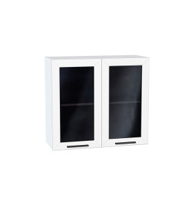 Шкаф верхний с 2-мя остекленными дверцами Глетчер, цвет: Айленд Силк